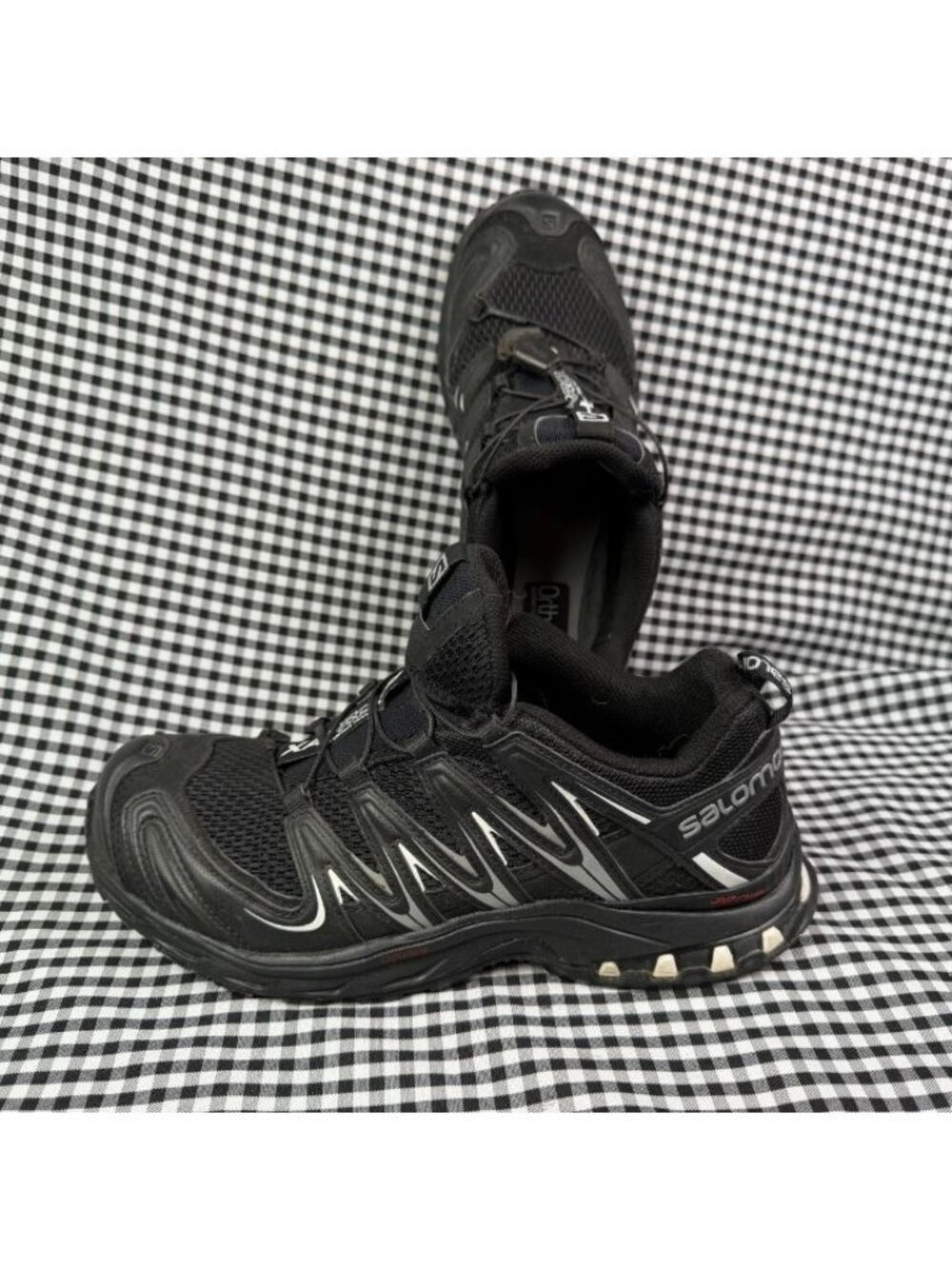 Salomon XA Pro 3D Trail Running Shoes Womens 8 Black Silver Quicklace Gorpcore